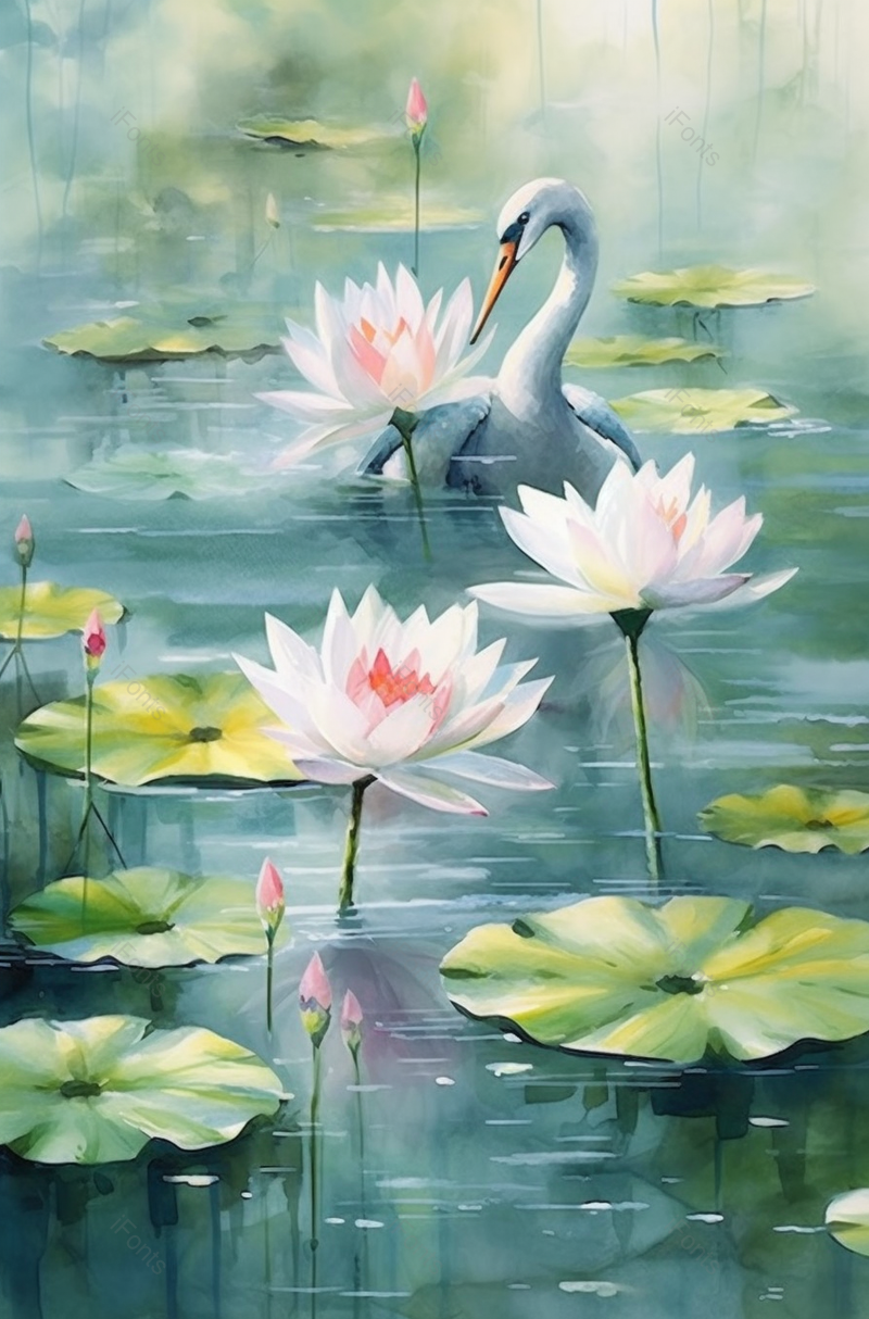 绿色莲花节气插画背景,插画/手绘图,插画/手绘图库,插画/手绘图下载,插画/手绘